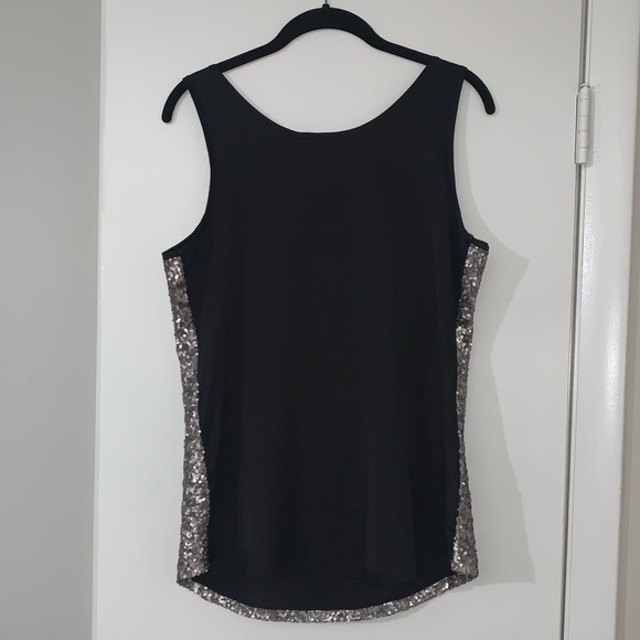 LIKE NEW THEORY Silver Sequin Tank, sz Large (also fits medium) - Picture 4 of 10